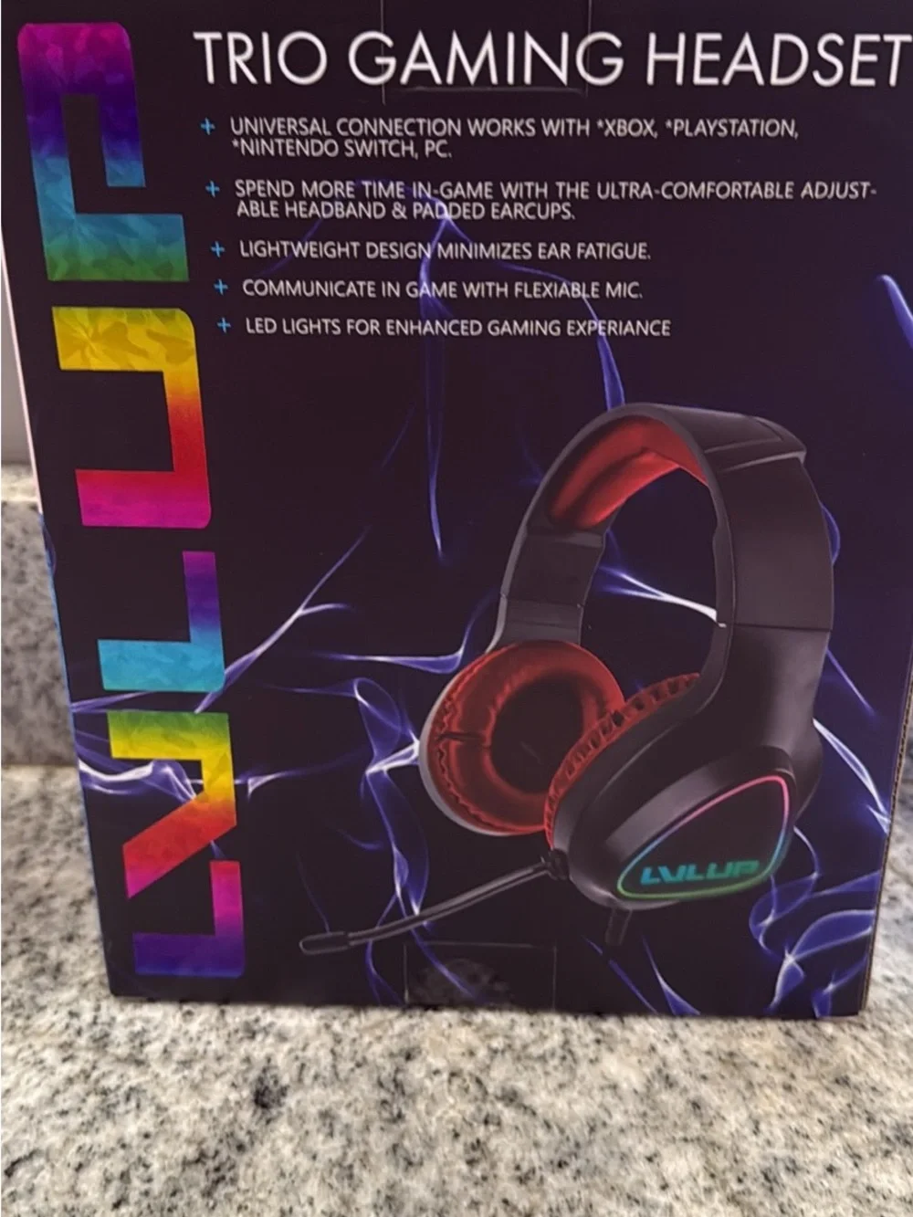 LVLUP Trio Gaming Headset Universal Connection LED Lights & Mic **New in Box **